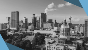 Black & White Skyline of Atlanta Georgia, home to Invesco Headquarters