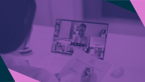 A group of virtual attendees on a computer screen