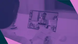 A group of virtual attendees on a computer screen