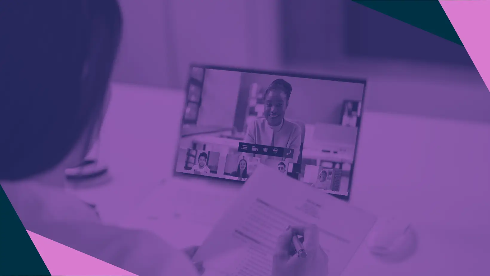 A group of virtual attendees on a computer screen