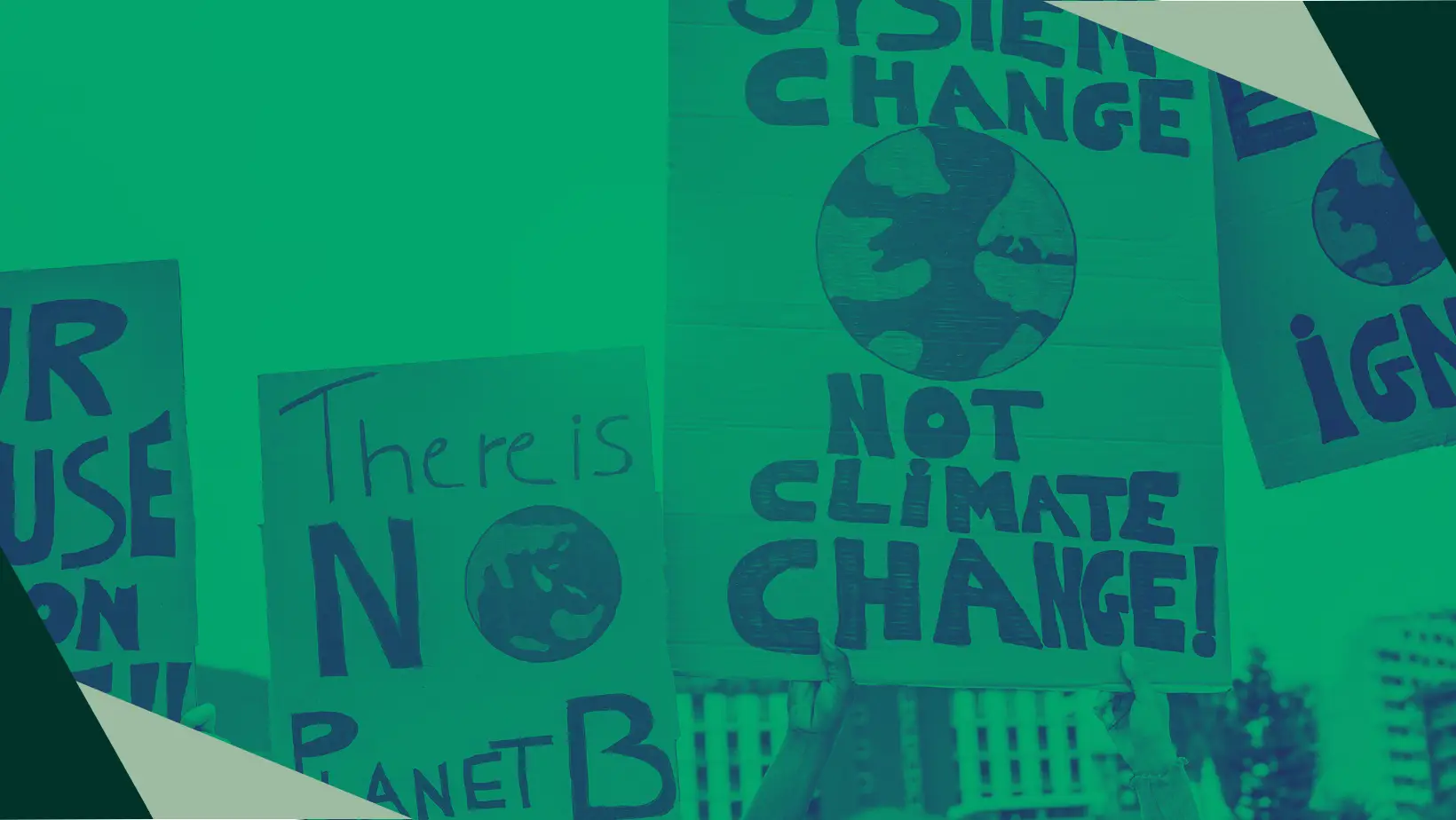 A series of flyers from a climate change protest