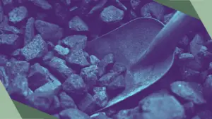 Heap of coal with shovel