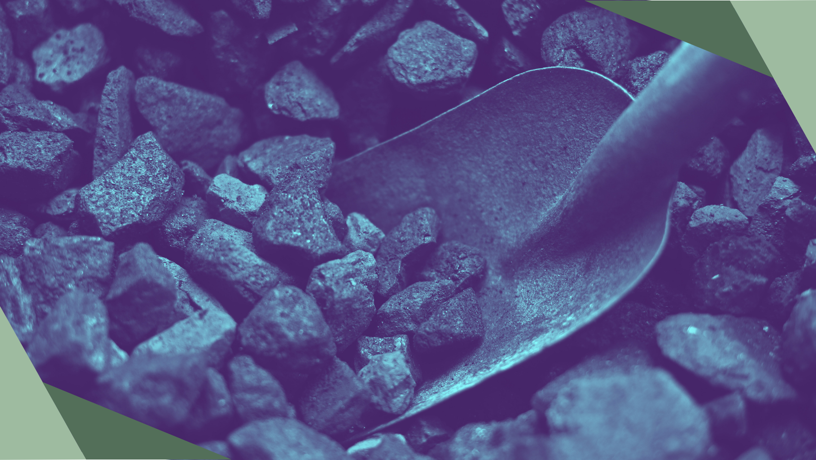 Heap of coal with shovel